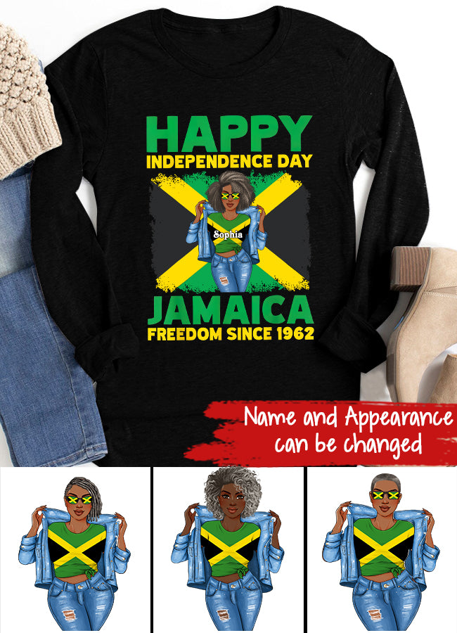 Jamaica Girl Queen Shirt Jamaincan Queen African American Afro Woman Jamaica Flag Gift Happy Independence Day 2022 Jamaica Proud Jamaican T-Shirt