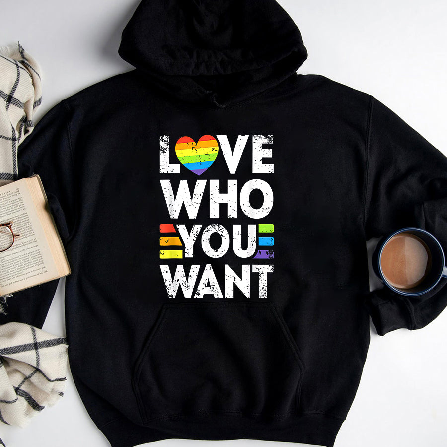 LGBT Shirts, Rainbow Pride Shirt, Love Who You Want Gay Pride LGBT Men Women Rainbow LGBTQ T-Shirt