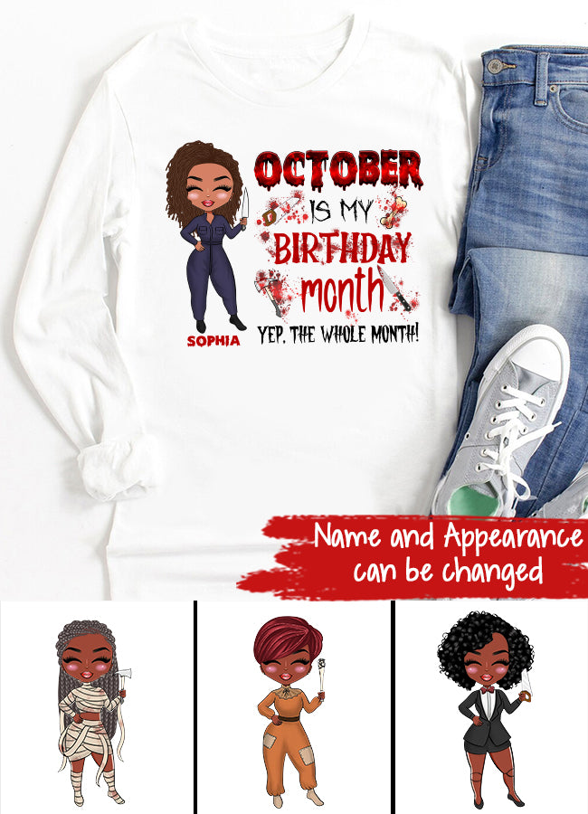 Custom October Birthday Shirt For Woman, Queens are Born In October Gifts, Melanin Afro Woman Shirt, Black Girl Tee, Afro Queen Gift