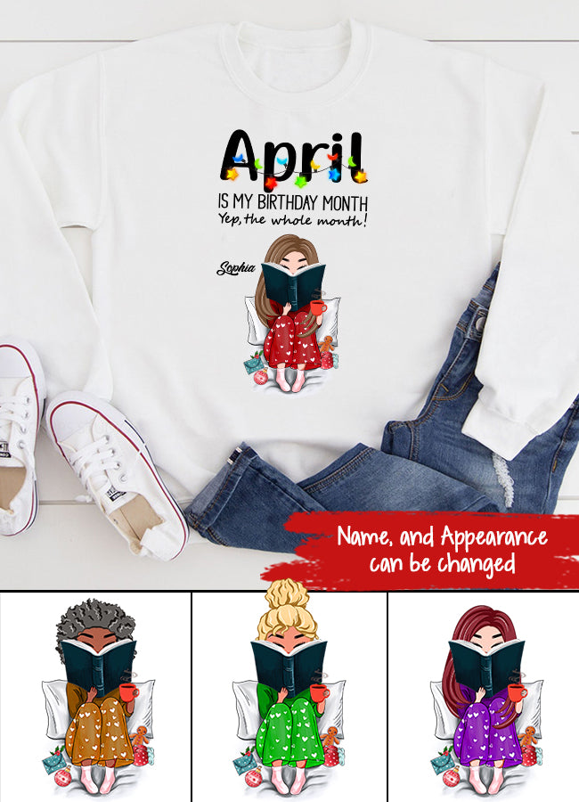 April Birthday Shirt, Custom Birthday Shirt, Queens Born In April, April Birthday Shirts For Woman, April Birthday Gifts, April Is My Birthday Month, Yep The Whole Month, Books T Shirt, Book Lover Shirt, Reading Gifts