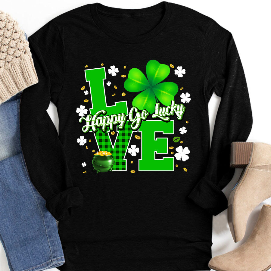 Love Patrick Day Shirt, St. Patricks Day Shirt, Shamrock Lucky Lips, Four Leaf Clover, Shamrock Shirts, Patrick&#39;s Day, Irish Tshirt