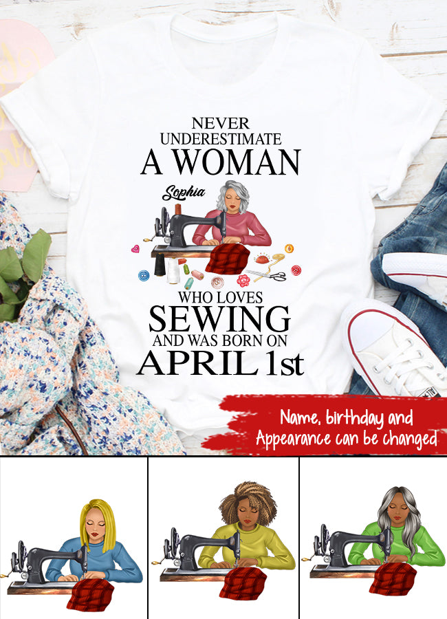 April Birthday Shirt, Custom Birthday Shirt, Queens Born In April, April Birthday Gifts, April Shirts For Woman, Sewing Lover Cotton Shirt For Women, April Birthday Gifts