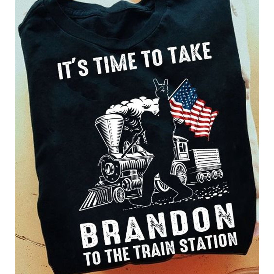 Let's Go Brandon Shirt, Bigfoot T Shirts Funny, Railway Shirts, Big Foot Shirt Lovers Unisex Cotton T Shirt