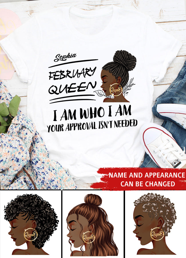 Custom February Birthday Shirt For Woman, Queens Are Born In February Gifts, Melanin Afro Woman Shirt, Black Girl Tee, Afro Queen Gift