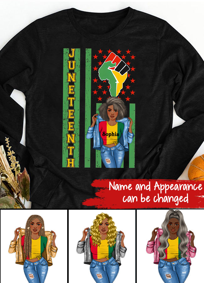 Juneteenth Shirt, Custom Juneteenth Shirt, Juneteenth is My Independence Day Juneteenth Black Afro Flag T-shirt