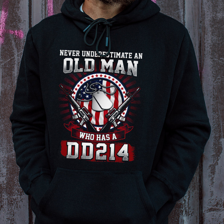 DD 214 Veteran T Shirt,  Veteran T Shirt, Never Underestimate An Old Man Who Has A DD214 Proud Veteran Shirt, Veteran Gift For Men