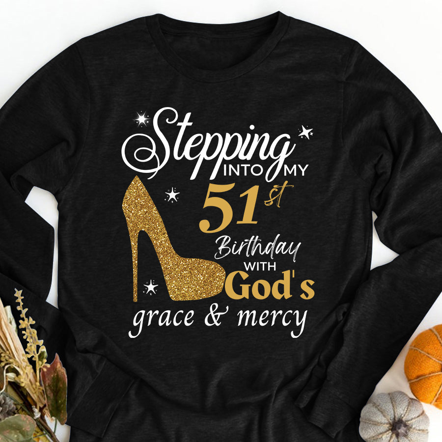 Stepping Into My 51st, Fabulous Since 1971 51st Birthday Unique T Shirt For Woman, Her Gifts For 51 Years Old , Turning 51 Birthday Cotton Shirt