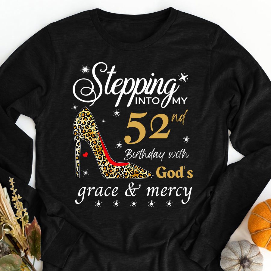 Stepping Into My 52nd, Fabulous Since 1970 52th Birthday Unique T Shirt For Woman, Her Gifts For 52 Years Old , Turning 52 Birthday Cotton Shirt