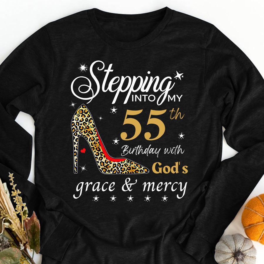 Stepping Into My 55th, Fabulous Since 1967 55th Birthday Unique T Shirt For Woman, Her Gifts For 55 Years Old , Turning 55 Birthday Cotton Shirt