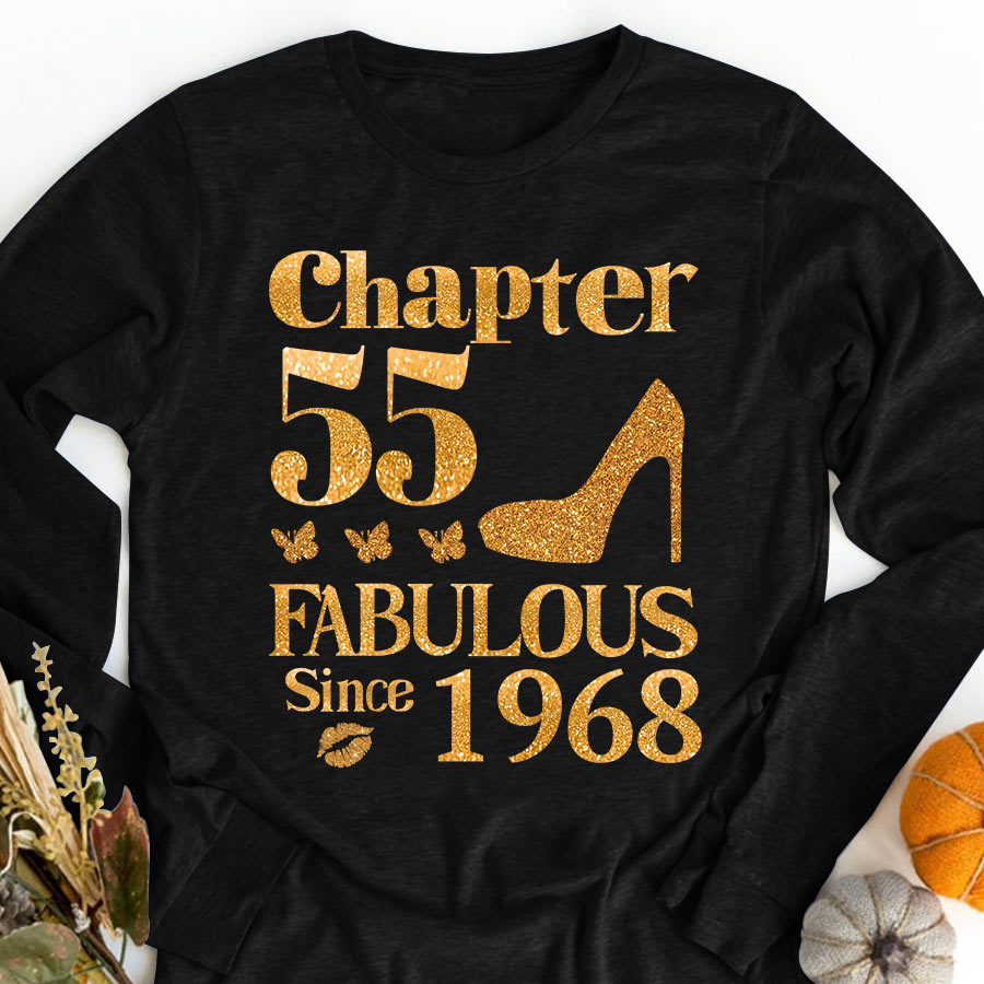 Chapter 55, Fabulous Since 1968 55th Birthday Unique T Shirt For Woman, Her Gifts For 55 Years Old , Turning 55 Birthday Cotton Shirt