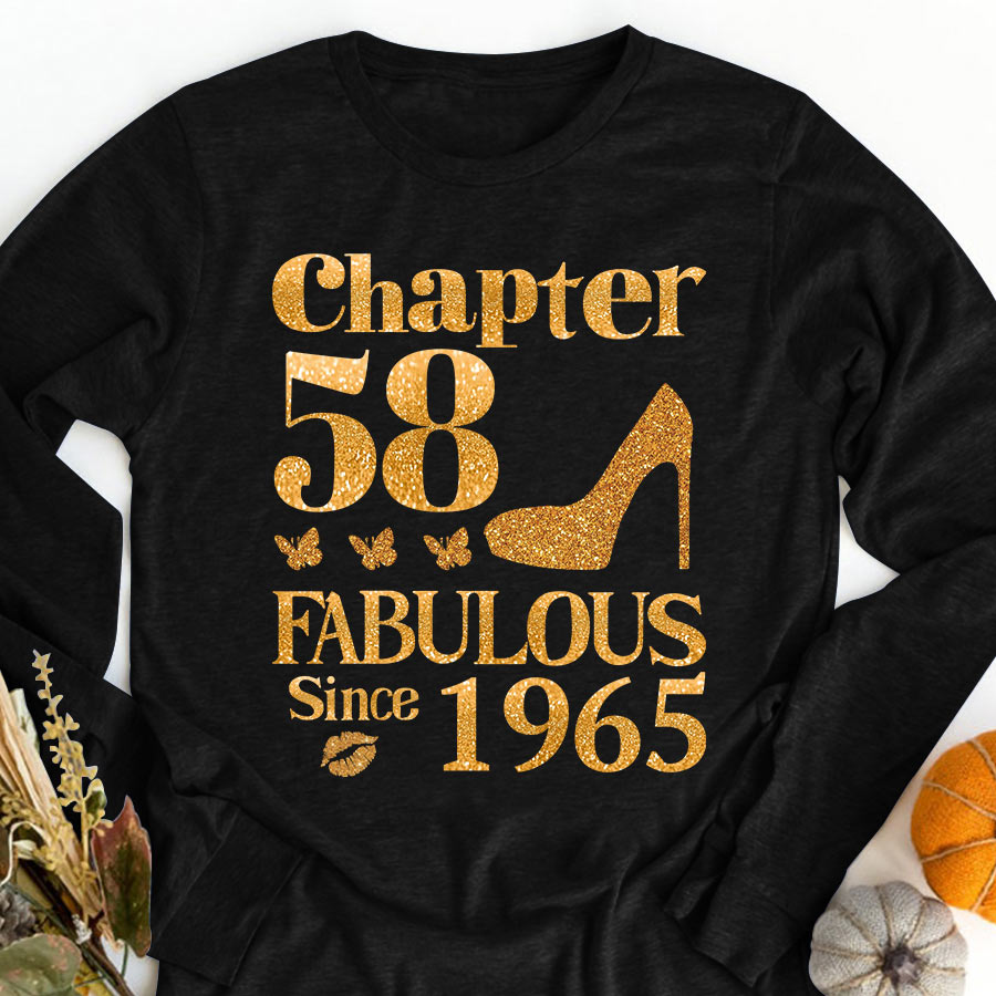 Chapter 58, Fabulous Since 1965 58th Birthday Unique T Shirt For Woman, Her Gifts For 58 Years Old , Turning 58 Birthday Cotton Shirt