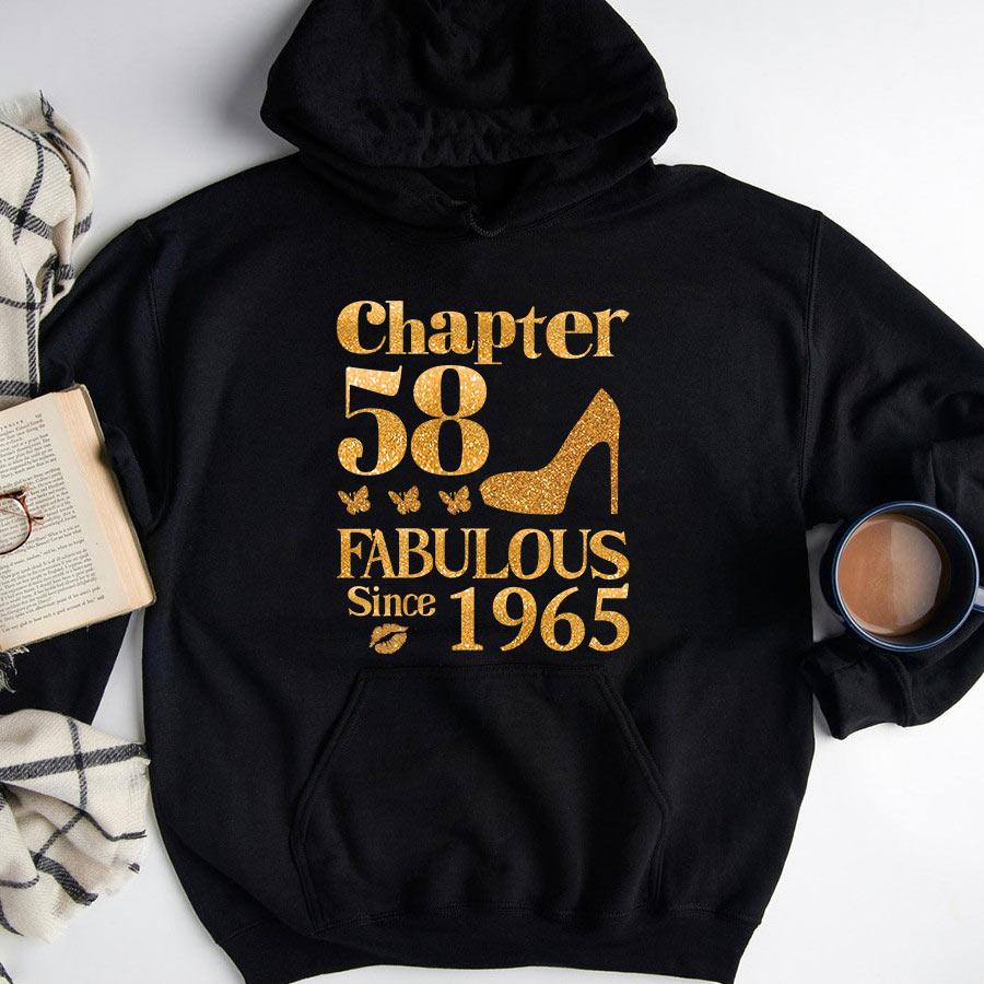 Chapter 58, Fabulous Since 1965 58th Birthday Unique T Shirt For Woman, Her Gifts For 58 Years Old , Turning 58 Birthday Cotton Shirt