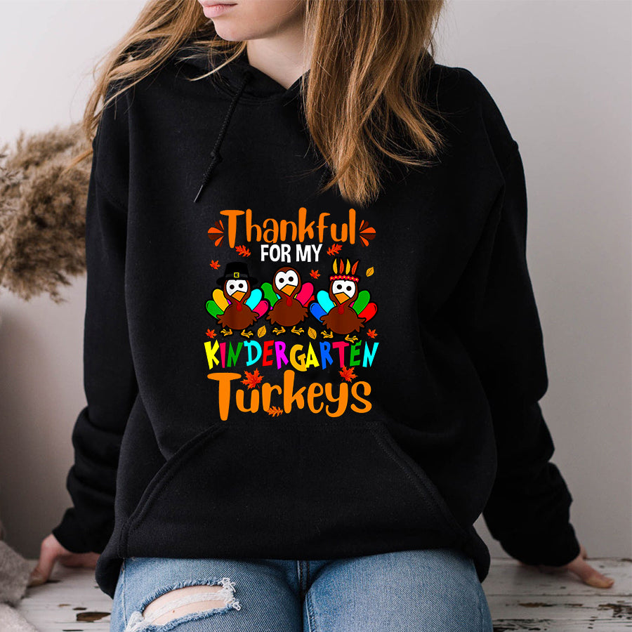 Thankful For My Kindergarten Turkeys Thanksgiving Teacher T Shirt ,Family Thanksgiving Shirt ,Funny Thanksgiving Gift
