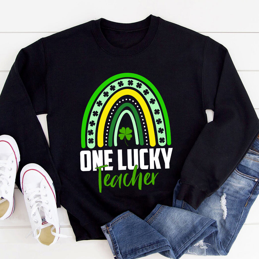 St Patricks Day Shirt One Lucky Teacher Rainbow St Patrick’s Day T-Shirt Funny St Patricks Day Shirts