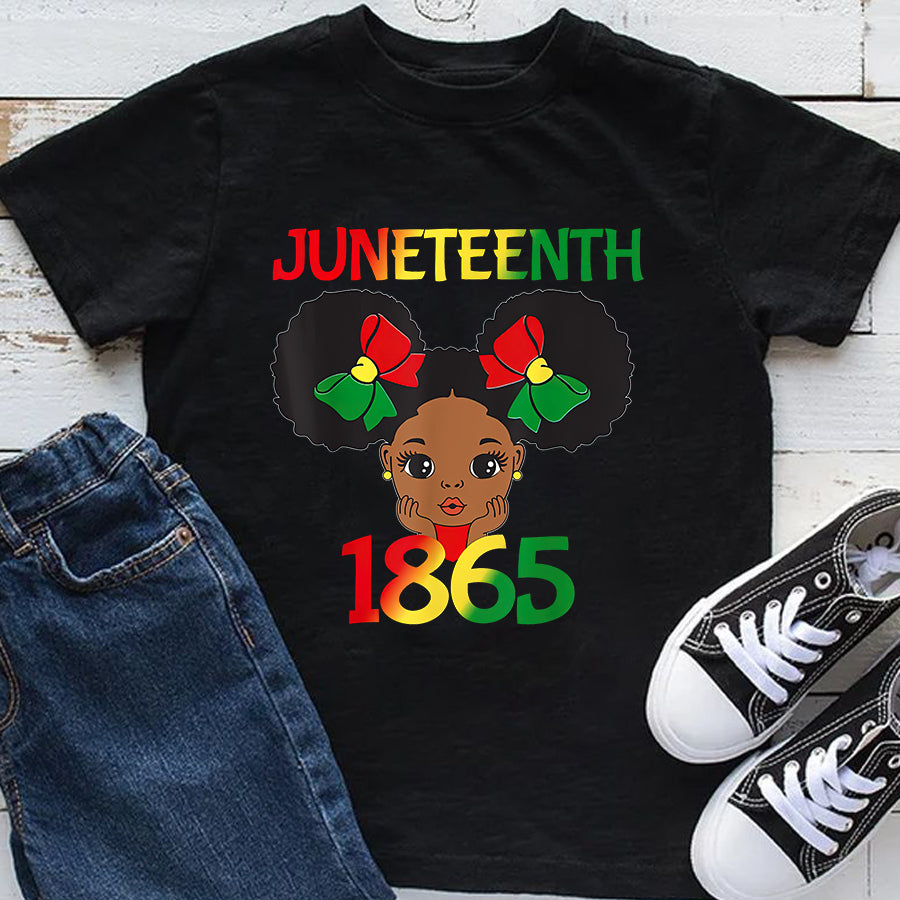 Juneteenth Youth Shirt Juneteenth Celebrating 1865 Cute Brown Skin Girls Kids Teens T-Shirt