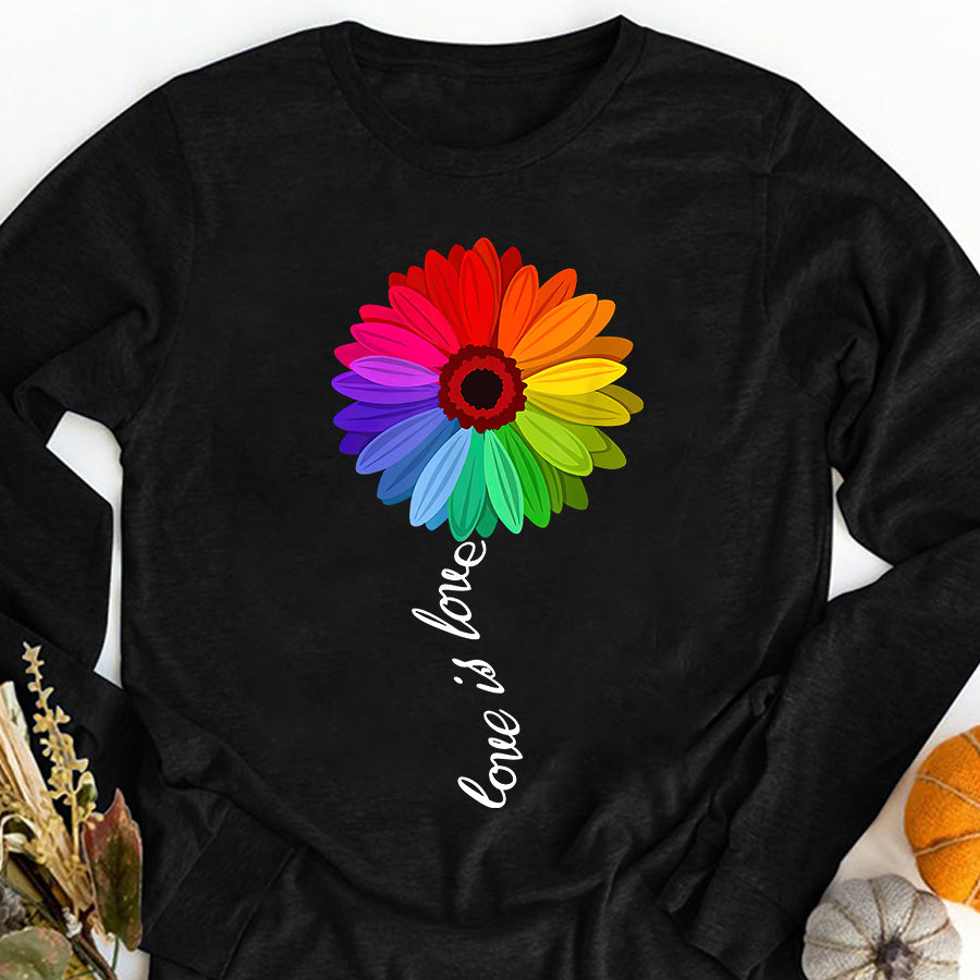 LGBT Shirts, Rainbow Pride Shirt, Love Is Love T-shirt Love Daisy Lgbt Rainbow Shirt Gay T-Shirt