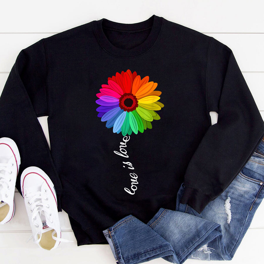 LGBT Shirts, Rainbow Pride Shirt, Love Is Love T-shirt Love Daisy Lgbt Rainbow Shirt Gay T-Shirt