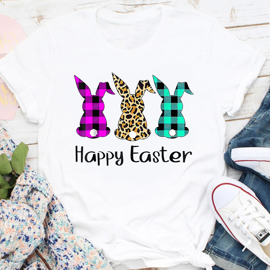 Easter Shirt Easter Leopard Bunny Rabbit Palm Sunday Girls Women T-Shirt Funny Easter Gift For Girls and Women