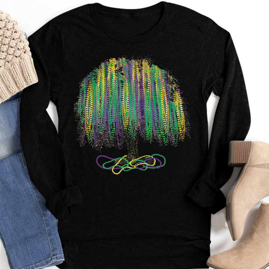 Mardi Gras Tree Shirt, Watercolor Mardi Gras Bead Tree, Mardi Gras Tee, Carnival Shirt, New Orleans Tee, NOLA Shirt, Fat Tuesday Shirt