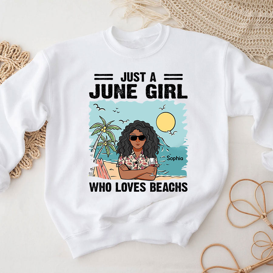 June Birthday Shirt, Custom Birthday Shirt, Queens Born In June,  June Birthday Shirts For Woman, Lover Beach