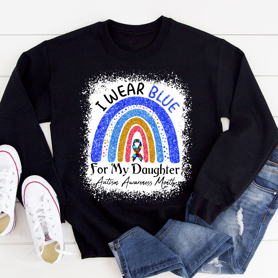 I Wear Blue For My Granddaughter Autism Awareness Rainbow T-Shirt Grandma Grandpa Autism Awareness Shirt