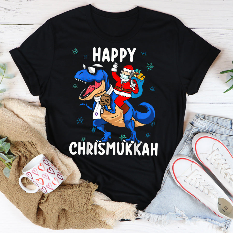 Happy Chrismukkah Funny Hanukkah Christmas Jewish Xmas Kids T Shirt, Funny Hanukkah Shirts, Chanukah Gifts For Kids