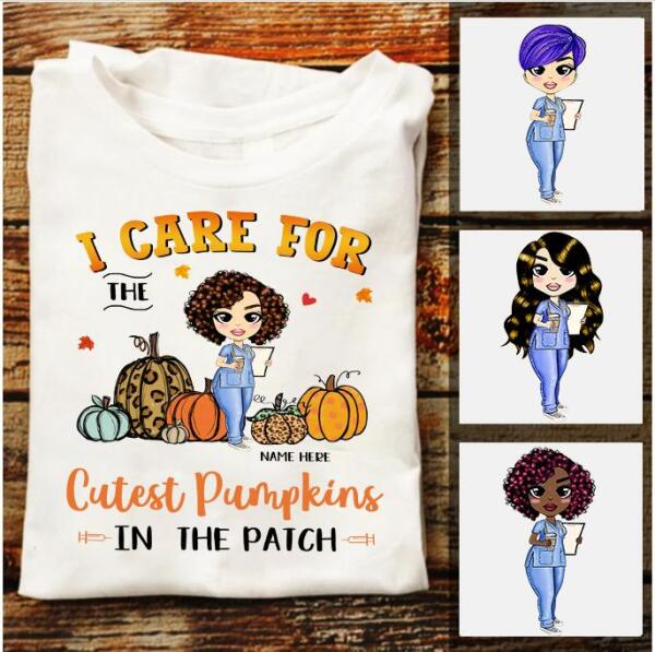 Personalized Nurse Gifts, i care for the cutest pumpkins in the patch halloween shirts, funny nurse shirts, pumpkin Nurse, CNA tshirt, gift For Women