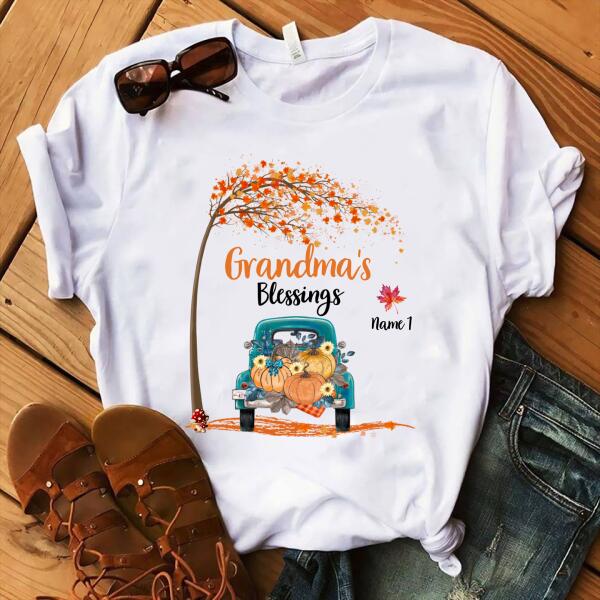 Personalized Grandma NaNa blessings Halloween t Shirt, Cute Halloween Tees, Family Halloween Shirt, Pumpkin Shirt, Cotton Shirt For Women