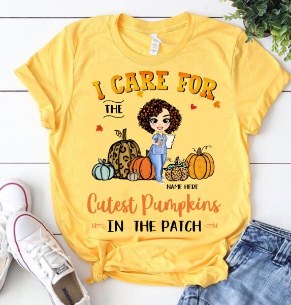Personalized Nurse Gifts, i care for the cutest pumpkins in the patch halloween shirts, funny nurse shirts, pumpkin Nurse, CNA tshirt, gift For Women