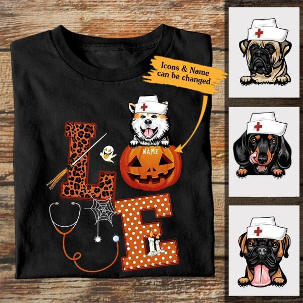 Personalized Dog Nurse halloween t shirt, dog halloween shirt, CNA tshirt, Tees For Women