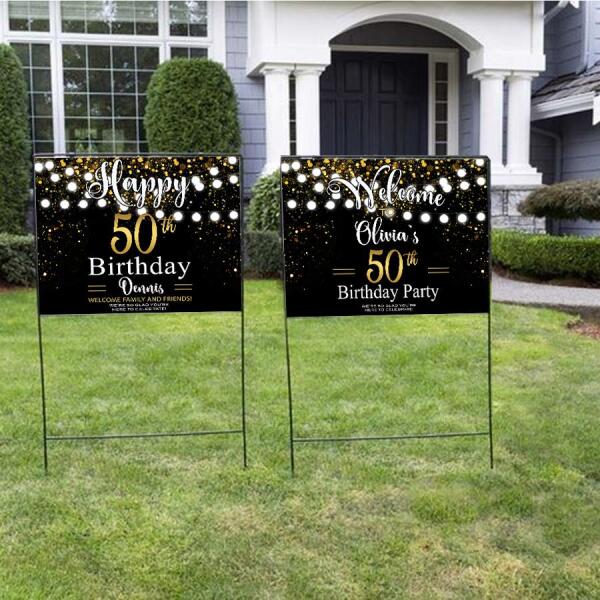 50th Birthday - Cheerful Happy store Birthday - Yard Sign Outdoor Lawn Decorations - Colorful Fiftieth Party Yard Signs - Happy 50th Birthday