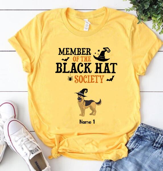 Personalized Dog halloween shirt, Member of the black hat society Halloween shirt, witch t shirt, tees for women