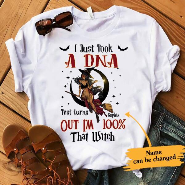 I just took a DNA test turns out i'm 100% that witch halloween t shirt, Witch shirts, Cotton shirt for women