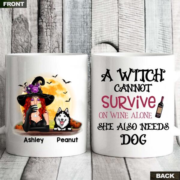 Personalized Halloween Mug, Halloween Dog mug, Witch coffee Mug for women, Gift Mug