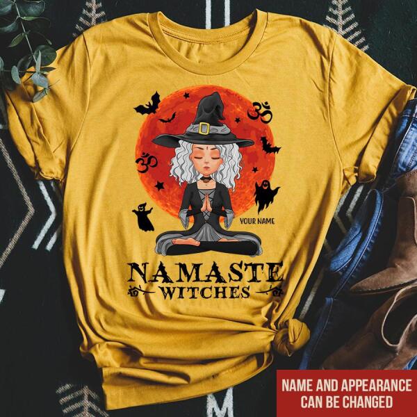 Personalized T Shirt, Namaste witched yoga t shirt, Halloween t shirt, Halloween gift for yoga lovers