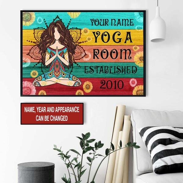 Personalized poster, Yoga Room, Gift For Yoga Lover, Yoga Girl Poster vintage