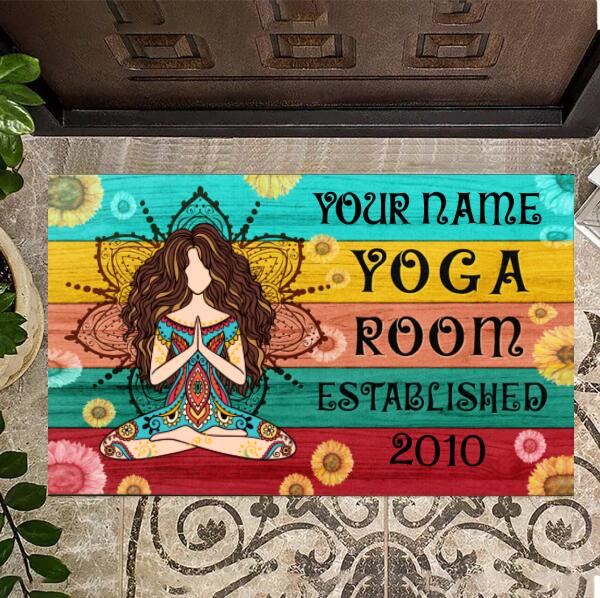 Personalized doormat, Yoga Room doormat, Gift For Yoga Lover, Yoga Girl doormat Vintage