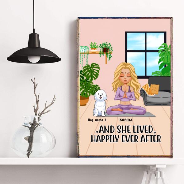 Personalized Poster, Namast&#39;ay home with my dogs, Yoga girl and dogs poster, Gift For Dog Lovers, Poster for Yoga lover