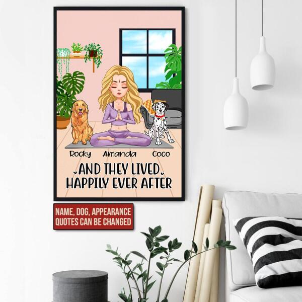 Personalized Poster, Namast&#39;ay home with my dogs, Yoga girl and dogs poster, Gift For Dog Lovers, Poster for Yoga lover
