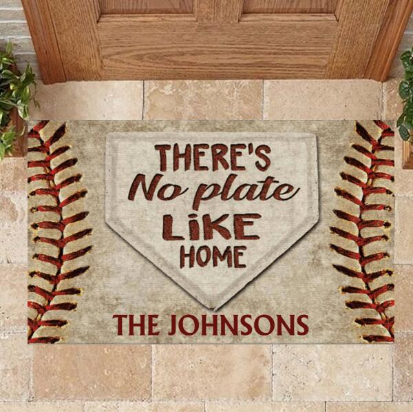 Personalized doormat, There&#39;s no plate like home baseball doormat, Baseball Room Decor, Gifts For Baseball Lovers