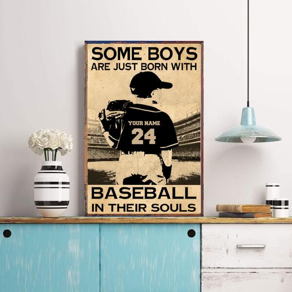 Personalized poster, Some boys are just born with baseball in their souls poster, Baseballism Posters, Gifts For Baseball Lovers
