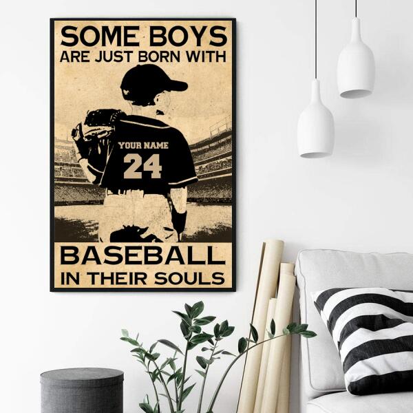 Personalized poster, Some boys are just born with baseball in their souls poster, Baseballism Posters, Gifts For Baseball Lovers