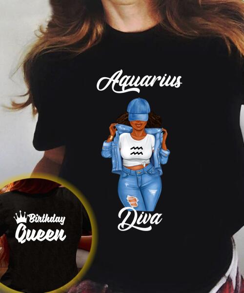 Personalized Aquarius shirt, Aquarius Birthday T Shirt, customize birthday shirt for woman
