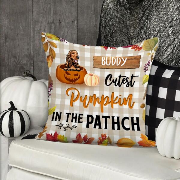 personalized dog pillow, Cutest Pumpkin in the PATHCH Halloween Pillow, Halloween dog Pillow, Witch Pillow, Sofa Pillows, Living Room Decor