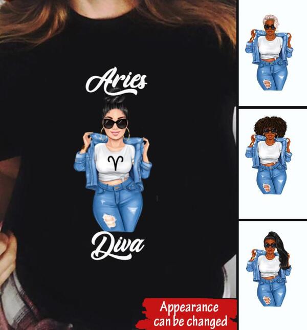 Personalized Aries shirt, Aries Birthday T Shirt, customize birthday shirt for woman