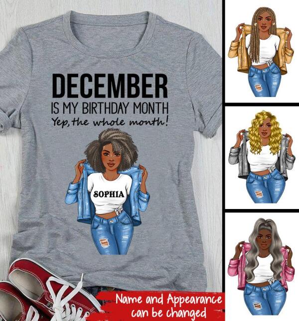 Custom December Birthday Shirt For Woman, Queens Are Born In December Gifts, Melanin Afro Woman Shirt, Black Girl Tee, Afro Queen Gift