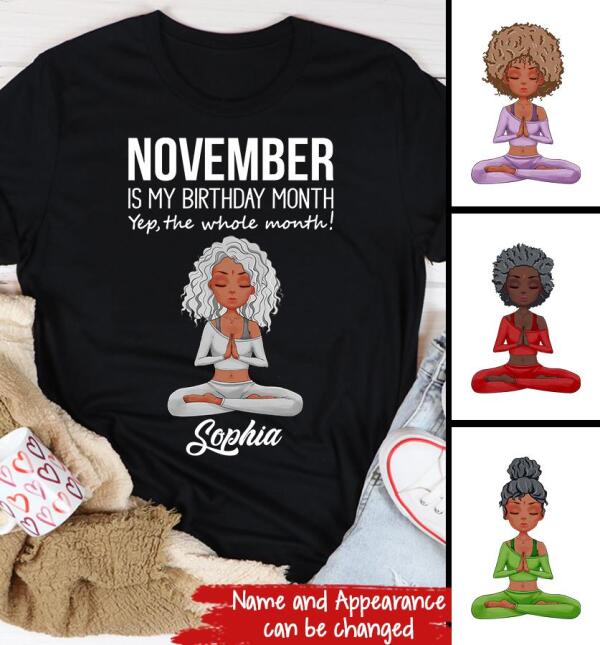 Personalized Birthday T Shirt, November is my birthday month, Customize Birthday Shirt For Yoga Lovers, Birthday gifts for yoga lovers