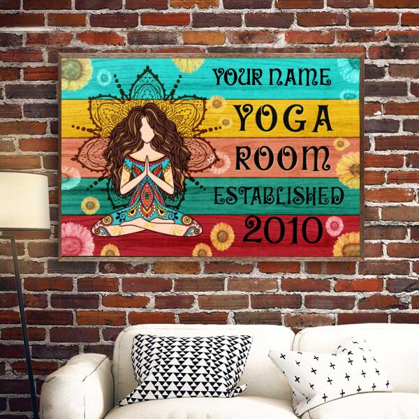 Personalized poster, Yoga Room, Gift For Yoga Lover, Yoga Girl Poster vintage