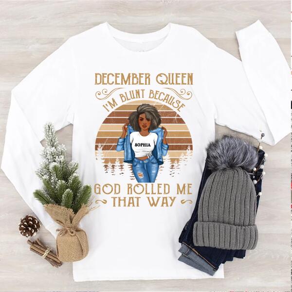 December birthday shirt, custom birthday shirt, Queens born in December, December Birthday Gifts For Afro Woman, December Birthday Gifts