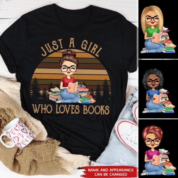Personalized Birthday T Shirt, Book Lover Shirt, Reading Gifts Cotton Shirt, Just a Girl Who loves Books